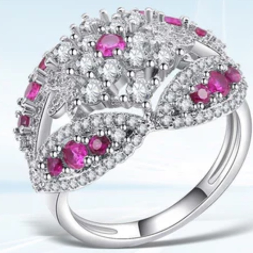 Size 9 Pink / Cubic Zirconia Ring Wedding Engagement Promise Gift
